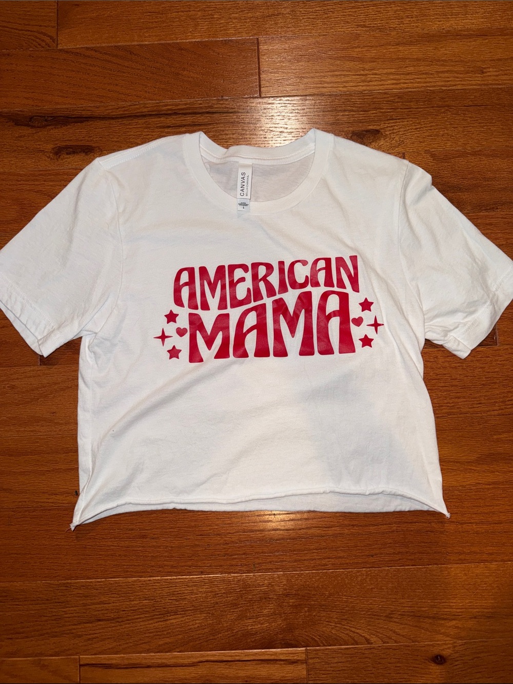 Bella Canvas White Tee with Red American Mama Graphic S